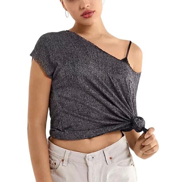 Project Social T Urban Outfitters Textured Off Shoulder T Gray Women’s XS - Picture 3 of 13